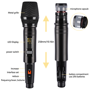 Portable Cardioid Dynamic <b>Microphone</b> UHF Handheld USB <b>Wireless</b> for Karaoke Podcasting Made Metal for Computer Recording Singing - Product Image 5