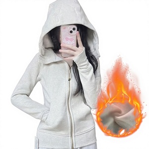 <span class=keywords><strong>Felpa</strong></span> da <span class=keywords><strong>Donna</strong></span> Luludarling <span class=keywords><strong>con</strong></span> <span class=keywords><strong>Cappuccio</strong></span> e Zip Intera, in Spandex/Cotone Felpato, Tinta Unita, Vestibilità Slim <span class=keywords><strong>con</strong></span> Cintura in Vita, Ideale per l'Autunno - Product Image 1