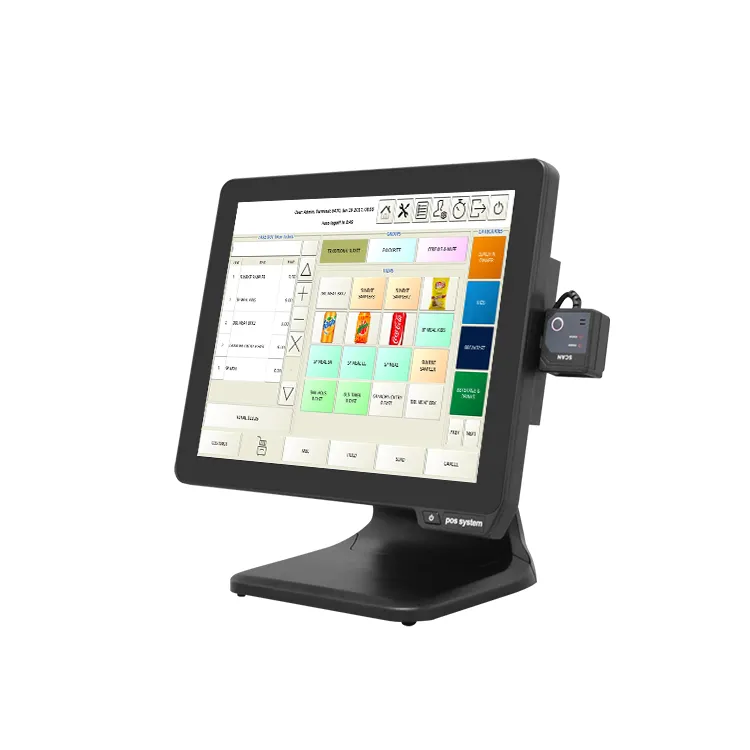 Elo Touch Pos Systeem 15 Inch Capacitief Pos Touchscreen Pos Systeem Met Barcodescanner