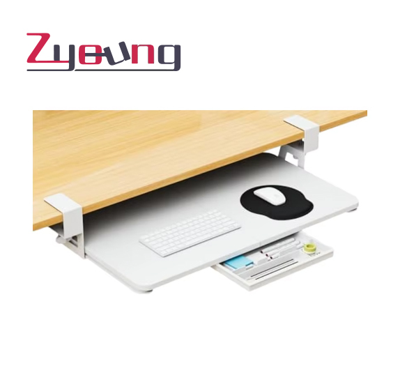 Office Ergonomic Straight Corner Table Keyboard Tray Under Desk with Adjustable C Clamp Computer Keyboard Mouse Tray