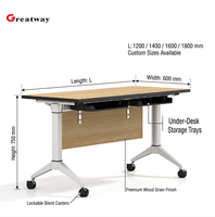 Bureau de travail pliable en bois au design moderne, table de réunion, table de conférence, bureau de formation modulaire pliable