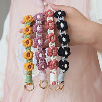 Correa de Muñeca para Teléfono Celular con Cadena Colgante de Moda 2025, Clip Universal con Diseño de Flor de Margarita, Cordón Tejido para Teléfono Móvil