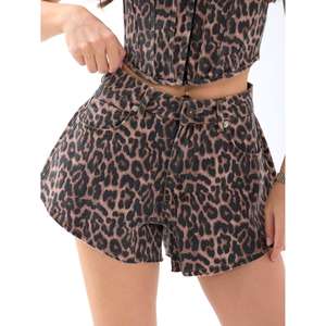 Conjunto de Shorts con Estampado de Leopardo para Mujer, Marca Roma, Sin Mangas, Sexy, para Club, Tela Transpirable, Cintura Alta, Pantalones Cortos, Atuendo a la Moda - Product Image 2