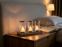 Porte-bougie Hurricane, élégant chandelier à tige haute, bougie pilier en option, taille et finition personnalisables pour table de mariage et décoration intérieure