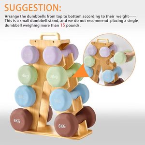 Wooden <b>Dumbbell</b> Rack 4 Layers Solid Wood Storage Organizer For Gym Workout Equipment Indoor Use - Product Image 2