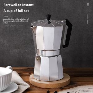 Ensemble de cafetière italienne en aluminium octogonale <span class=keywords><strong>Moka</strong></span>, design classique en céramique et verre, vente en gros transfrontalière, matériau métallique - Product Image 2