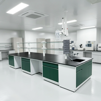 Banco de Laboratorio Económico con Estructura de Acero Laminado en Frío y Madera para Clases de Química Básica
