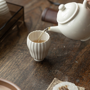 Guanlan Wood Ash Ceramic <b>Tea</b> Cup Porcelain Round Master Cup Single Cup Kung Fu <b>Tea</b> <b>Set</b> - Product Image 3