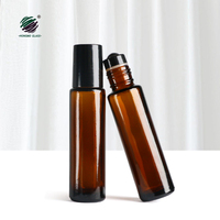 Bouteilles à roulettes d'huile essentielle de 15ml d'épaisseur, boule à roulettes en métal chromé, verre rechargeable, marron ambre, bouteille de parfum