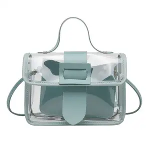 Damen transparente gelee-Handtasche frisch PU Schultertasche kleine quadratische Tasche erschwinglich einfach und billig