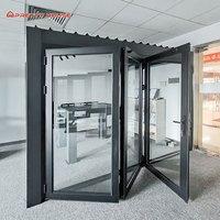 Estilo americano personalizado 6 paneles de vidrio puerta plegable patio exterior impermeable acordeón aluminio francés bi puertas plegables