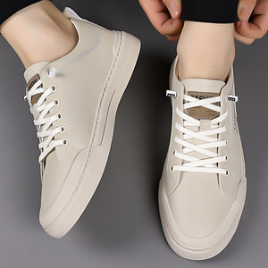 Chaussures décontractées d'été pour hommes en toile avec semelle extérieure en caoutchouc blanc et semelle intermédiaire en EVA - Product Image 3