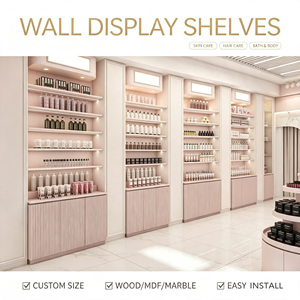 Custom Pink Skin <b>Care</b> Display Cabinets Modern Cosmetics Store Layout Design LED Retail Furniture For Beauty Supply Studio - Product Image 2
