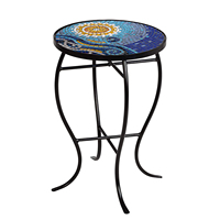 Table interactive d'extérieur en fer noir à mosaïque d'océan de haute qualité, mobilier de style nordique, petit accessoire, pour le thé, pièces