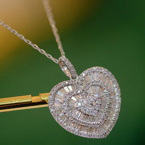 Xinfly สร้อยคอทองคำบริสุทธิ์18K พร้อมจี้เพชรธรรมชาติ1CT รูปหัวใจสีพีชสวยงามทันสมัย - Product Image 5