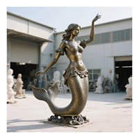 Statue de Petite Sirène Personnalisée Bronze Laiton Métal Artisanat Marine Musée Cuivre Coulé Sirène Dauphin Baleine Sculptures