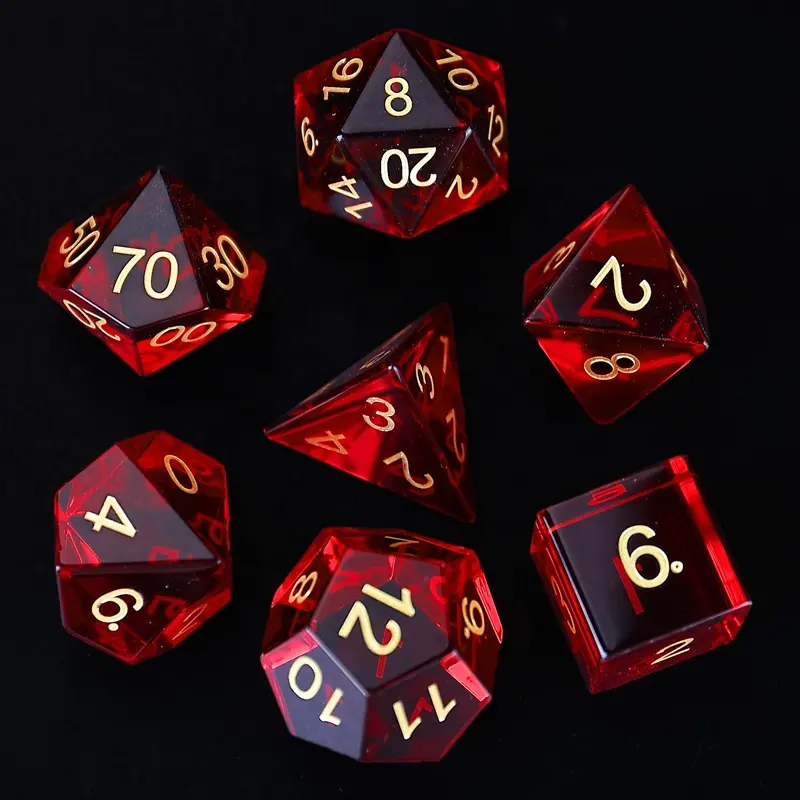 factory wholesale HOT-SELLING ruby zircon glass dice set for dungeons and dragons RPG