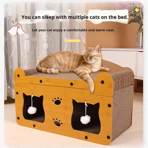 <span class=keywords><strong>บ้าน</strong></span>แมวแบบ 2-in-1 ที่ทนทาน ประหยัดพื้นที่ ทำจากกระดาษลูกฟูกไม่เป็นพิษ พร้อมที่ข่วนและที่นอน ช่วยให้แมวเพลินสนุกในบ้าน - Product Image 2