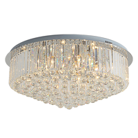 Lampe de plafond en cristal K9 avec base en métal électroplaqué PM, style européen luxueux et créatif, pour cuisine, salon, salle à manger, chambre, plafond bas