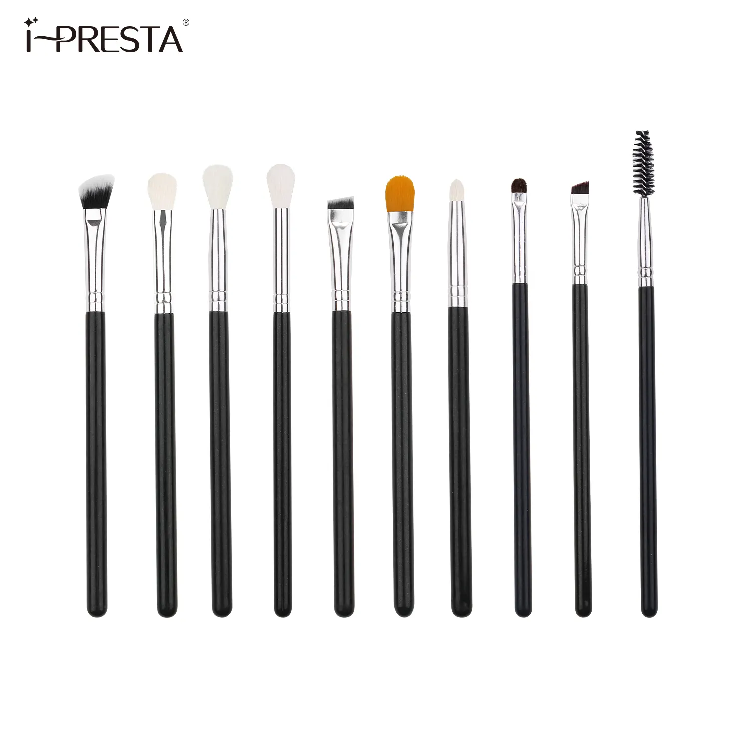 IPRESTA 10pcs Best Selling Private Label Brush Logo Eyelash Eyebrow Eyeshadow Make Up Brushes Sets Makeup Wholesale