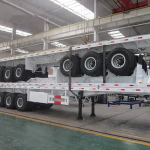 Heavy Shipping Container 3 Axles 40 Feet Flat Bed Deck Flatbed Trailer For Sale