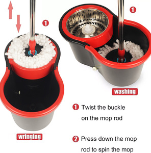 Ensemble serpillière et seau rotatifs 360° Magic Mop, durable, sans lavage à la main, produit de nettoyage pour sols et maison - Product Image 3