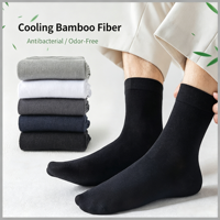 Herren Einfarbige Bambusfaser-Crew-Socken 200N Hochdichte Strickstrümpfe Atmungsaktiv Antibakteriell Deodorant Business-Anzugsocken