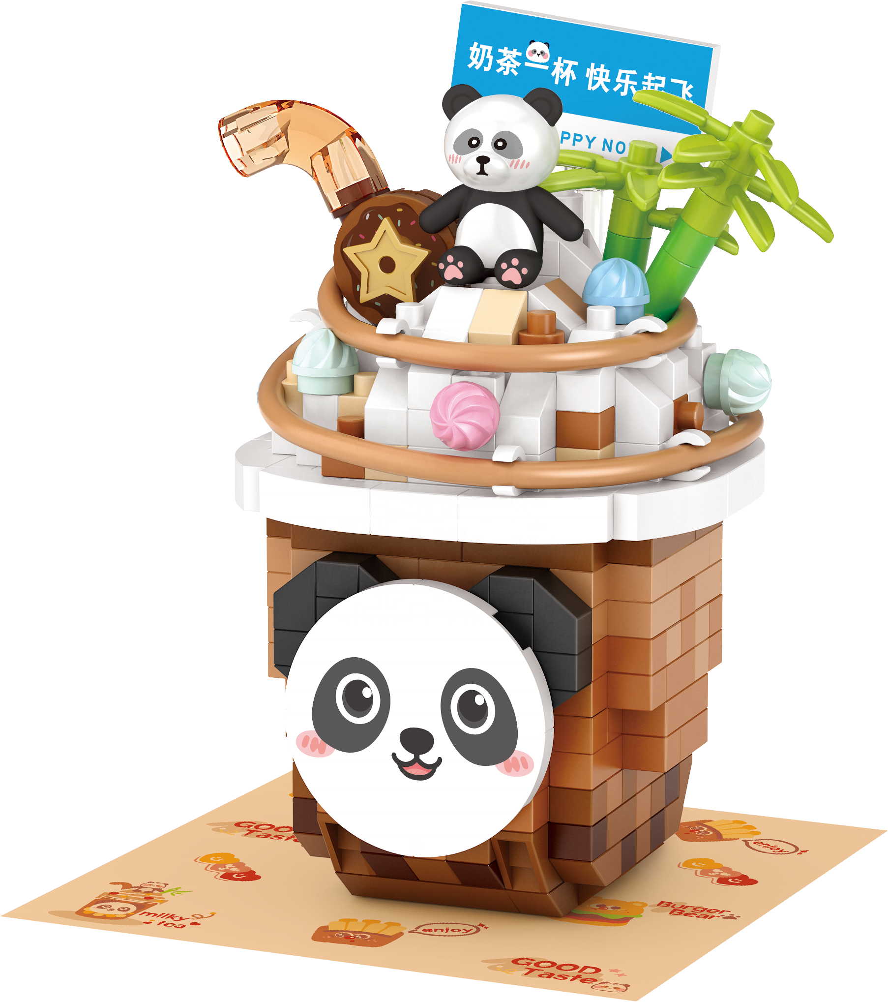 MILK tea 　新品未使用☆ UNTITLED LOZ Mini Building Block DIY Summer Cold Drink Panda Snow Top