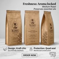Sacs à café en kraft naturel écologiques laminés à soufflets latéraux avec valve, personnalisables en gros, 500g 1kg, pour torréfacteurs professionnels