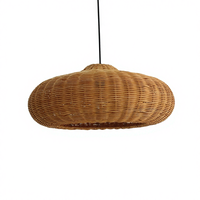 Lampe suspendue en rotin japonais vintage artisanale avec ampoule E27 blanc chaud pour salons, hôtels, restaurants, salons de thé