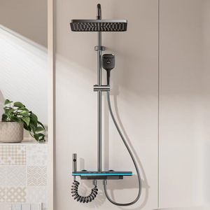 Ensemble de douche Piano avec affichage numérique, lumière LED, jet de pluie thermostatique, massage, installation encastrée - Product Image 2