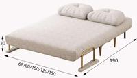 Sofá Cama Plegable de Metal en Forma de L, 2 Plazas, para Sala de Estar, Apartamento Pequeño, Sofá Convertible Multifuncional Color Crema Fengyunduo
