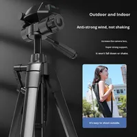 Trépied pliable avec anneau lumineux pour smartphone, appareil photo reflex numérique, support rotatif en alliage réglable de 1,7 m, avec support de téléphone à distance, clip, sac de transport
