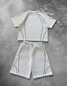 Ensemble short et t-shirt pour homme en coton 100% personnalisé, surdimensionné, pour la salle de sport, la remise en forme, shorts et t-shirt d'été pour homme - Product Image 3