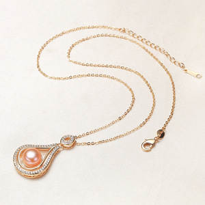 Collar de Oro Estilo Étnico al por Mayor con Colgante de Perla de Agua Dulce, Suministros para Puestos de Niñas, Colgantes y Dijes de Diamantes, Joyería de Zhuji - Product Image 2