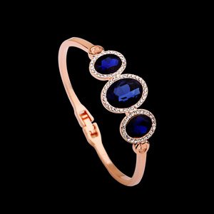 ยูบิวตี้สร้อยข้อมือคริสตัลสีโรสโกลด์พร้อมอัญมณีสีน้ำเงินสำหรับผู้หญิงของขวัญเครื่องประดับ - Product Image 2