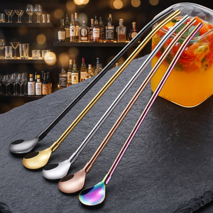 Stainless Steel Drinking <b>Straws</b> 5 Pack Reusable <b>Metal</b> Cocktail Stirrers Modern Bar Accessories Rainbow - Product Image 2