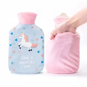 Kapak ile kauçuk sıcak su şişesi örme şeffaf sıcak su torbası