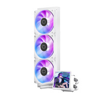Coolermaster B360 LCD 360 BLANC Radiateur de refroidissement liquide pour boîtier d'ordinateur, LED ARGB 3/4 broches, roulement fluide, conception silencieuse