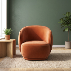 Silla Moderna de Cuero, Estilo Mid-Century, con Respaldo Sólido y Giratorio, para Sala de Estar - Product Image 4