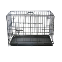 Niche Double porte écologique pour chien, niche pliable en fil métallique, avec plateau
