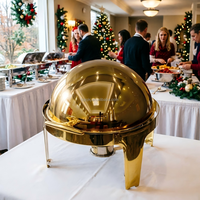 Roll-Top-Design Restaurant- und Hotel-Chafing-Dish, Buffet-Gold-Präsentationsgerät, Speisenwärmer, Catering-Chafing-Dish-Set