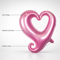Ballon en forme de cœur de 18 pouces, ballon à l'hélium, décoration de mariage, Saint-Valentin, anniversaire, ballon en feuille d'aluminium Gogo Heart