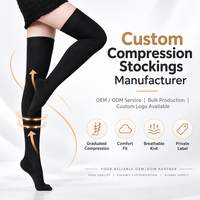 Chaussettes de compression médicale personnalisées 20-30 mmHg, fabricant OEM, chaussettes de compression graduée, support de marque privée