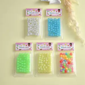 18 unids/caja de bandas elásticas para el cabello anudadas dulces para niños con extremos de cuentas de plástico, lazos para el cabello de nailon de elasticidad superior para coleta
