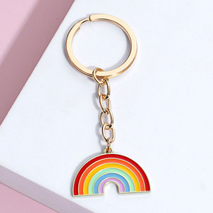 Cá nhân giá rẻ tùy chỉnh đầy màu sắc mạ vàng móc chìa khóa Keyring kim loại men số lượng lớn cầu vồng Keychain - Product Image 1