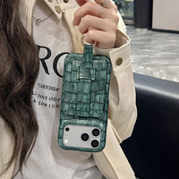 Étui de luxe pour iPhone 17 Pro Max avec porte-cartes et bracelet, motif crocodile, en cuir haut de gamme 18