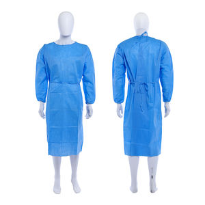 Prix de gros d'usine 50pcs /ctn robe chirurgicale jetable <span class=keywords><strong>PP</strong></span> <span class=keywords><strong>SMS</strong></span> robe jetable bleue - Product Image 1