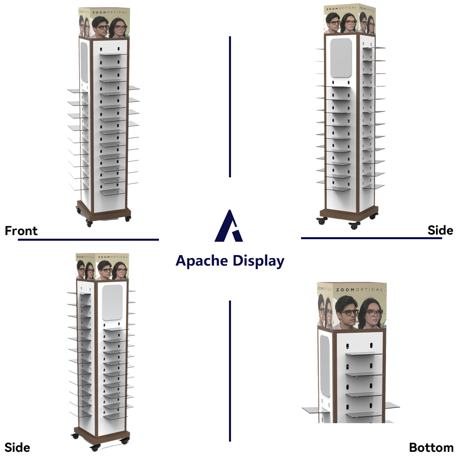 Apache Custom Metal Sunglasses Display Rack for Optical Boutiques, Fashion Retail Stores and Supermarket Eyewear Departments — view 5