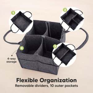 Organizador de Pañales para Bebé de Fieltro, Cesta de Almacenamiento Extra Grande para Guardería, para Estación de Cambio de Pañales - Product Image 4